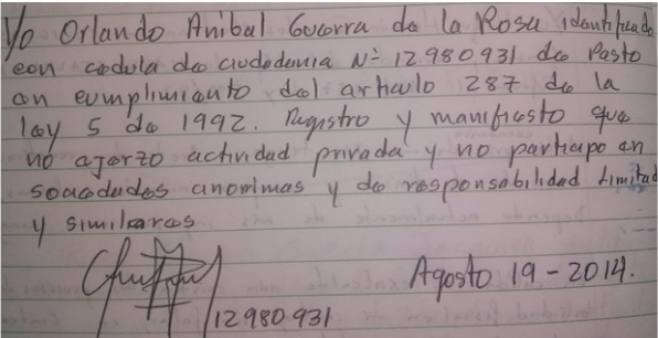 Registro de Interés - Orlando Anibal Guerra de la Rosa