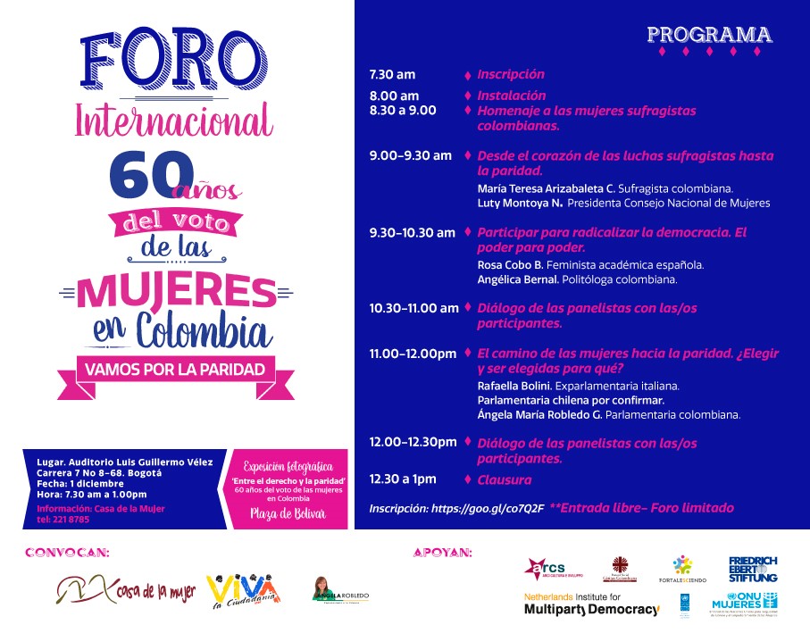 "Foro conmemoración 60 Años del voto de las mujeres en Colombia"