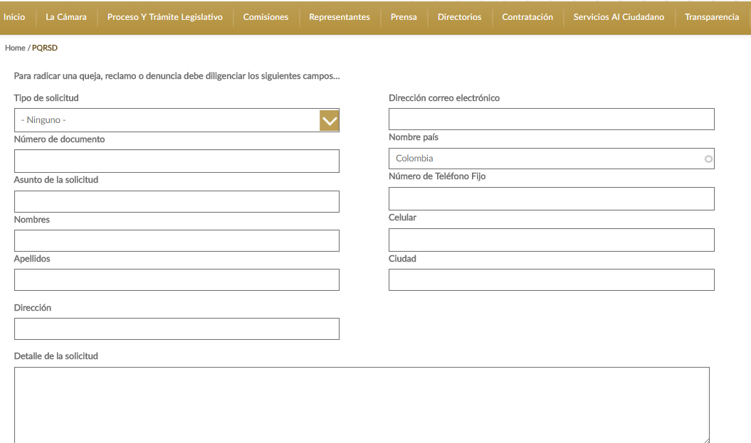 imagen del formulario PQRSD