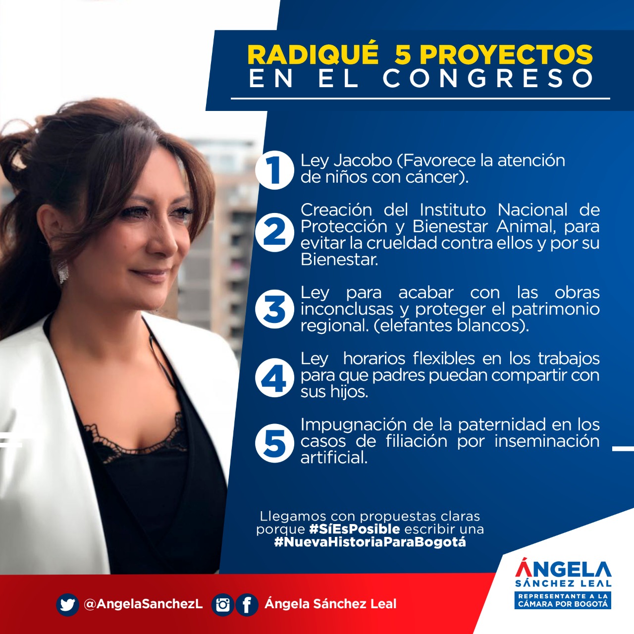 Como nueva Representante a la Cámara por Bogotá, radica cinco Proyectos de Ley