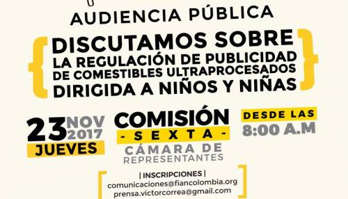 Discutamos sobre la regulación de la publicidad de Comestibles Ultraprocesados contra niñas, niños y adolescentes de Colombia